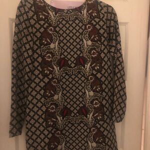 Xhilaration Black and Red Patterned Long Sleeve Dress